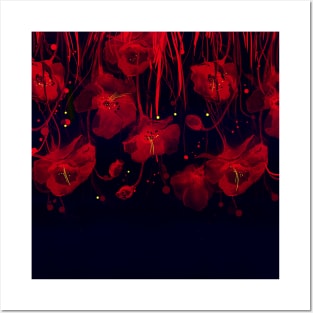 Black red roses Posters and Art